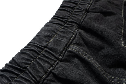 Drawstring Cargo Damage Denim Half Jeans WN25525