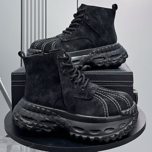 Suede Stitch Detail Chunky Sole Short Boots WN24614
