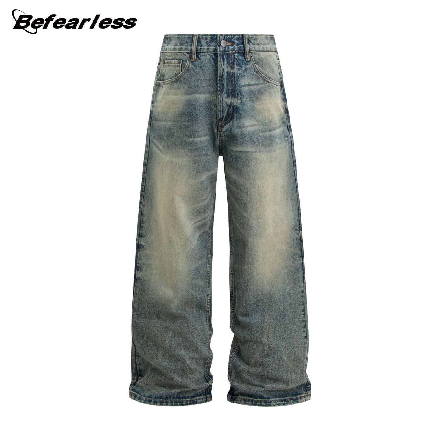 Washed Whisker Wide Leg Denim Jeans WN26283