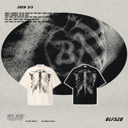 Heavyweight Waffle Washed X-Ray Skeleton Print Short Sleeve T-Shirt WN26542