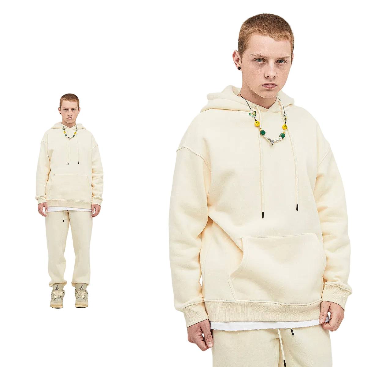 Fleece Lining Pullover Hoodie & Sweatpants Setup WN23117