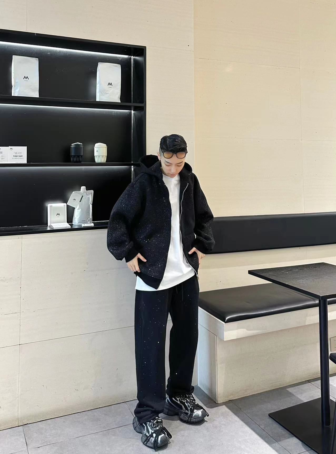 Sequin Galaxy Heavyweight Oversize Zipper Hoodie WN20689