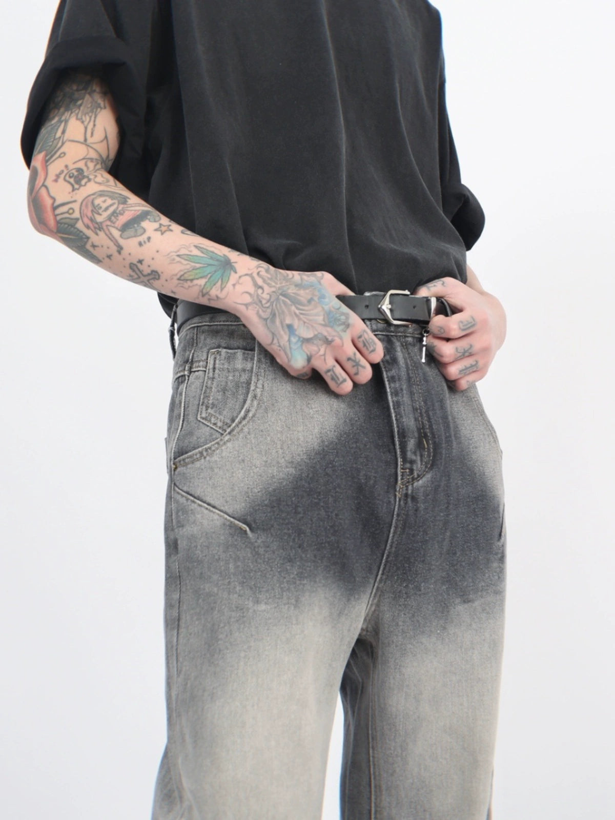 Wash Gray Straight Leg Denim Jeans WN5245