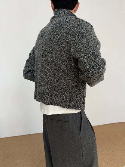 Button Stand-Neck Short Knit Cardigan WN21644