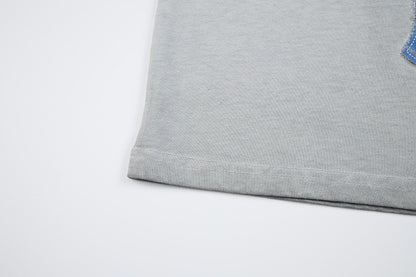 Washed Cross Applique Short Sleeve T-Shirt WN25439