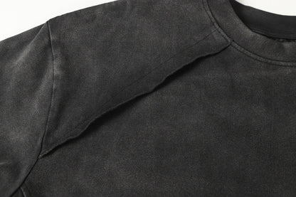 Washed Damage Raw Edge Short Sleeve T-Shirt WN23056