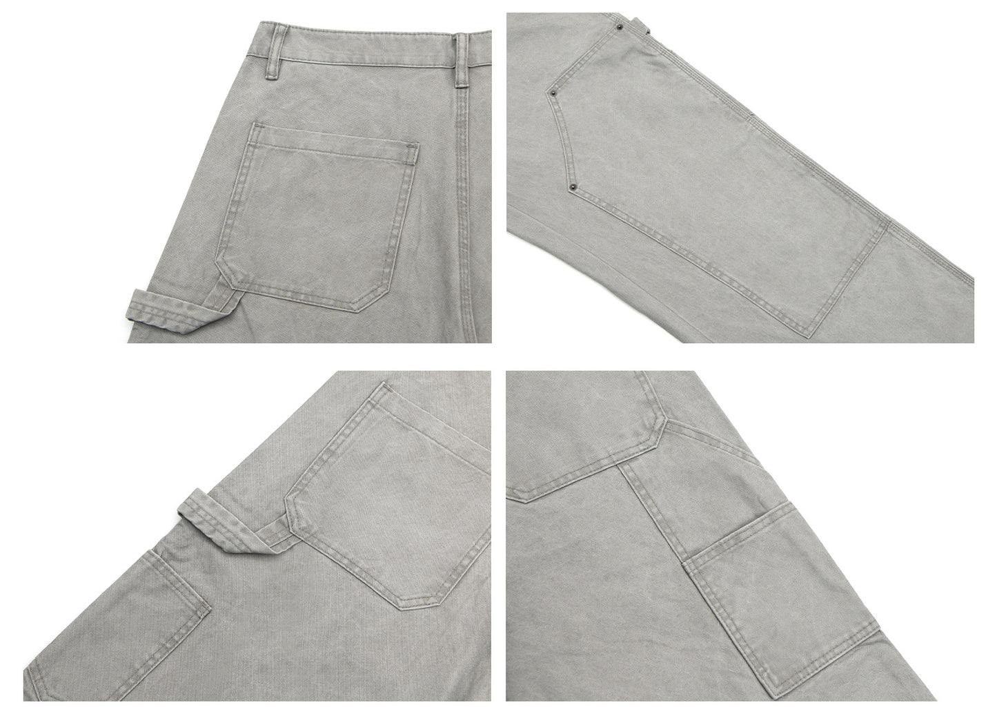 Washed Double Knee Wide Leg Cargo Pants WN26238