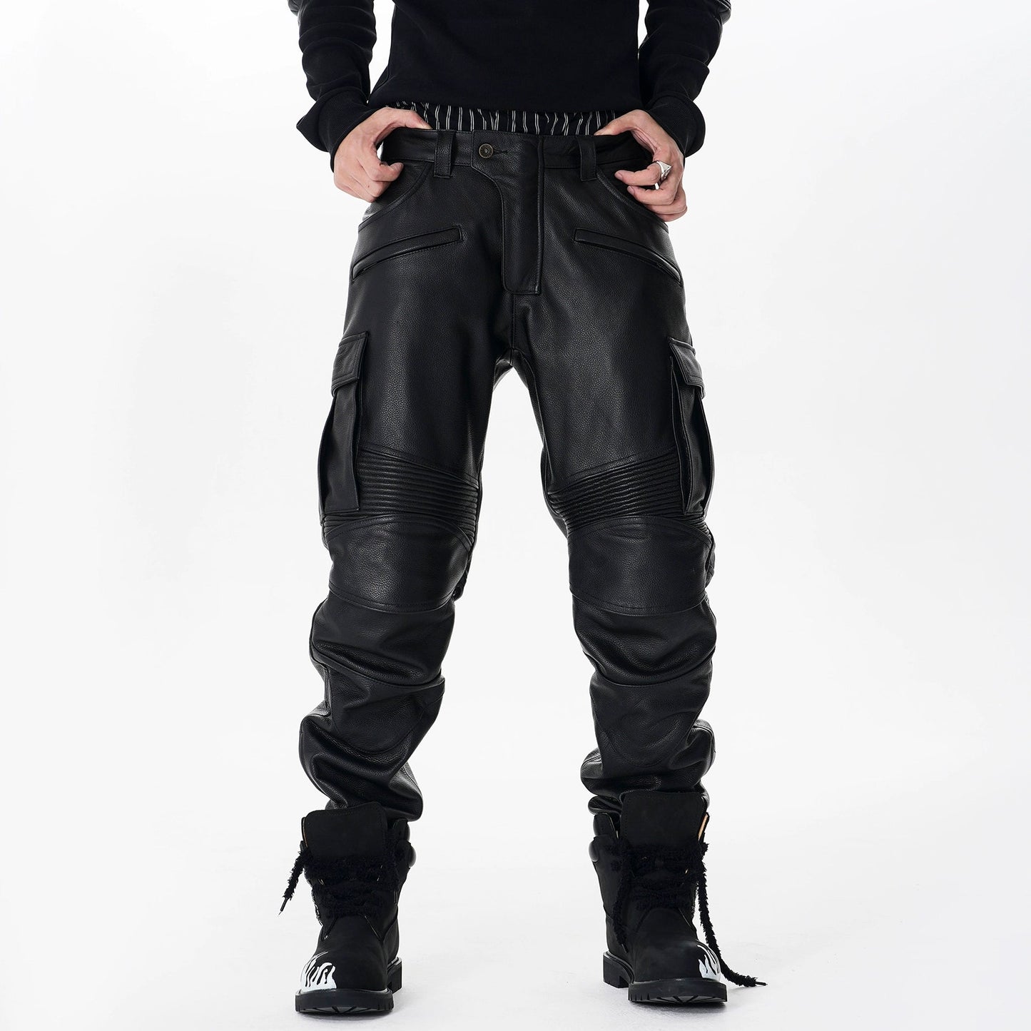 Deconstruction PU Leather Pants WN22633