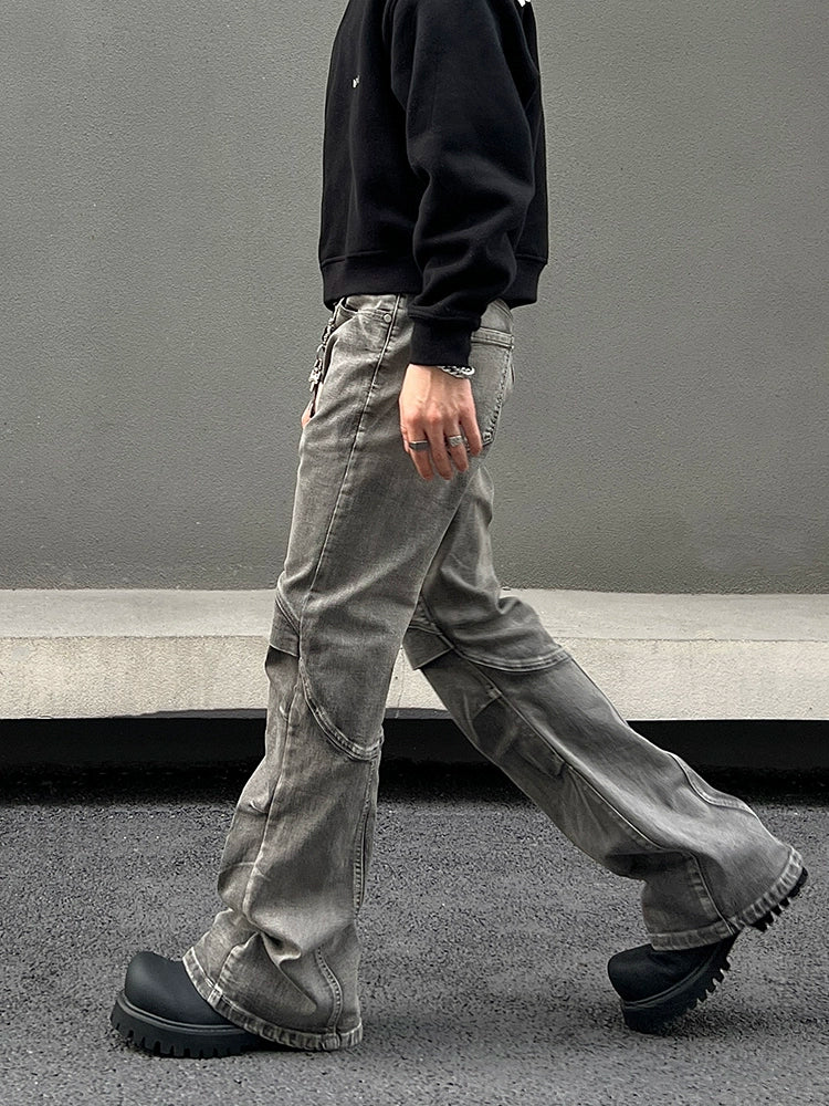 Deconstructed Patchwork Flare Denim Jeans WN19444