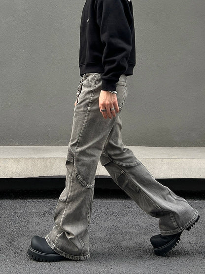 Deconstructed Patchwork Flare Denim Jeans WN19444