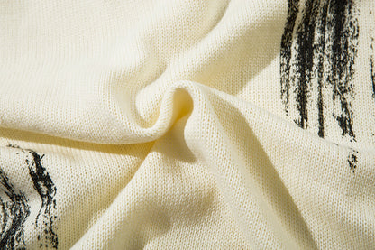 Graffiti Print Oversize Knit Cardigan WN11429