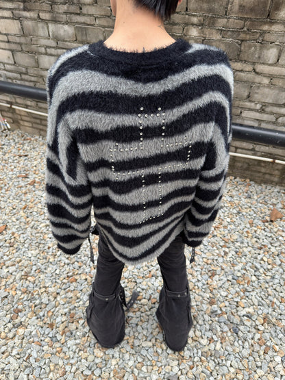 Cross Rhinestone Mohair Oversize Knit Sweater WN22981