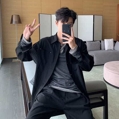 Plain Long Sleeve Shirt & Straight Pants Setup WN20483