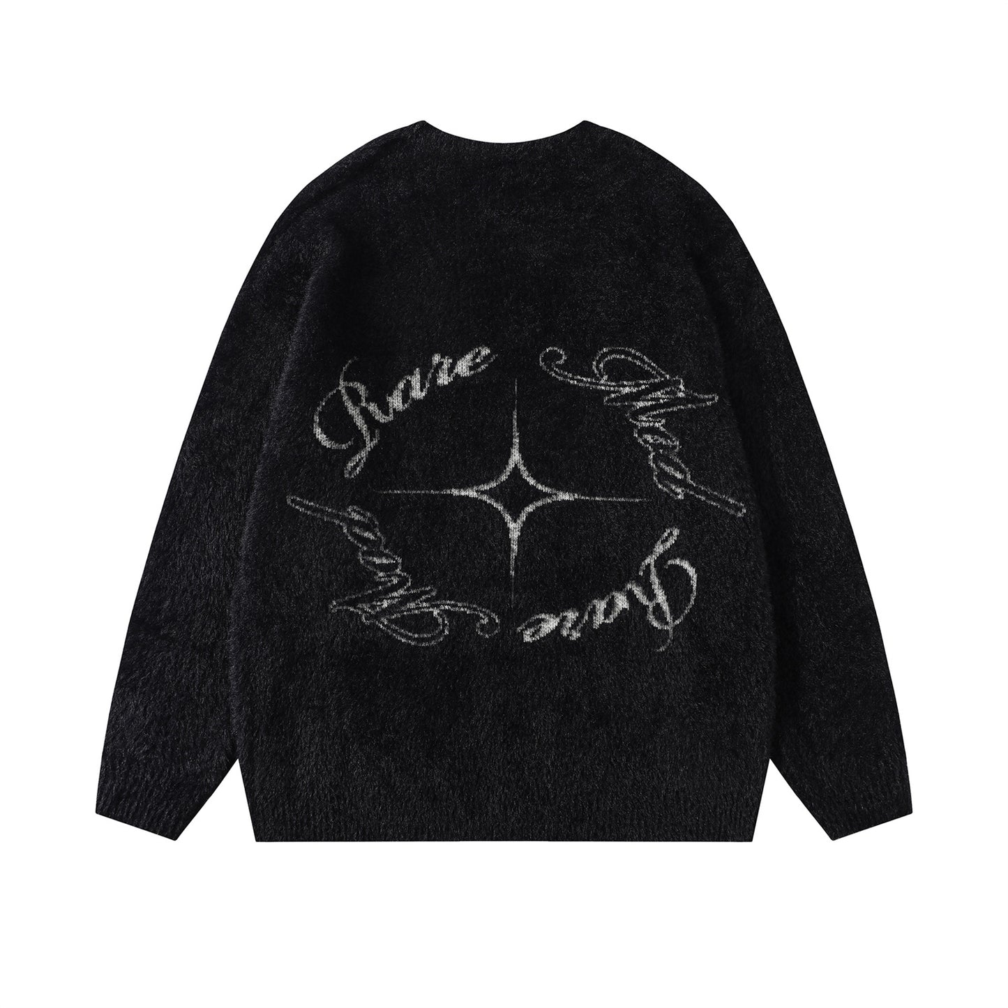 Fake Mink Fleece Letter Embroidery Oversize Knit Sweater WN11580