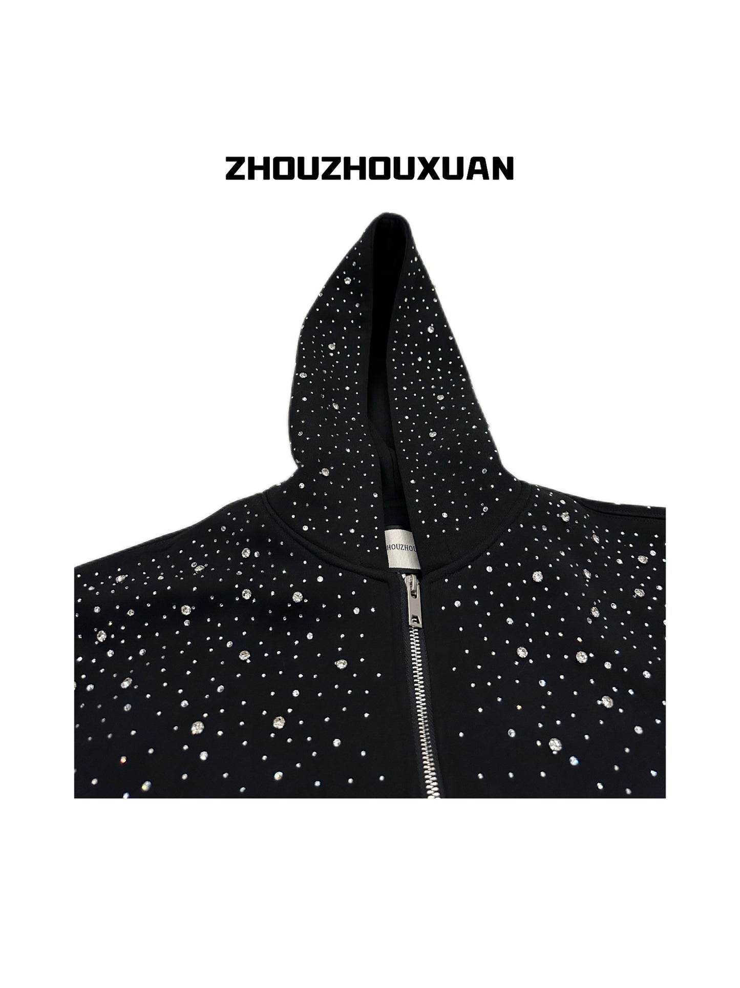 Rhinestone Star Heavyweight Zipper Hoodie WN20721