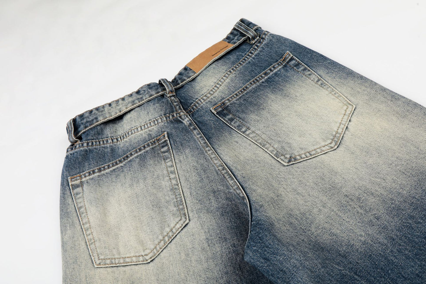 Washed Whiskers Lightning Wide Leg Denim Jeans WN25826