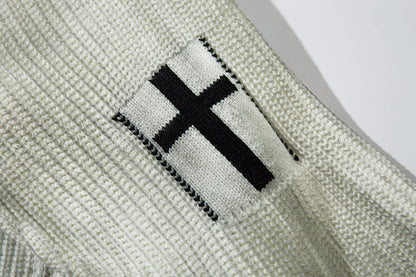 Spray-Paint Tie-Dye Cross Stand Neck Zipper Knit Cardigan WN11238