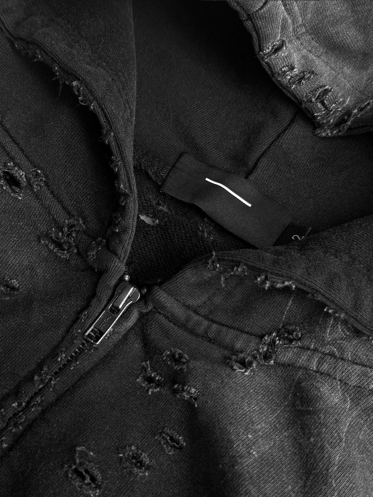 Rune Print Damage Zipper Hoodie WN27061