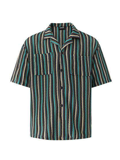 Striped Design Oversize Short Sleeve Shirt WN20274