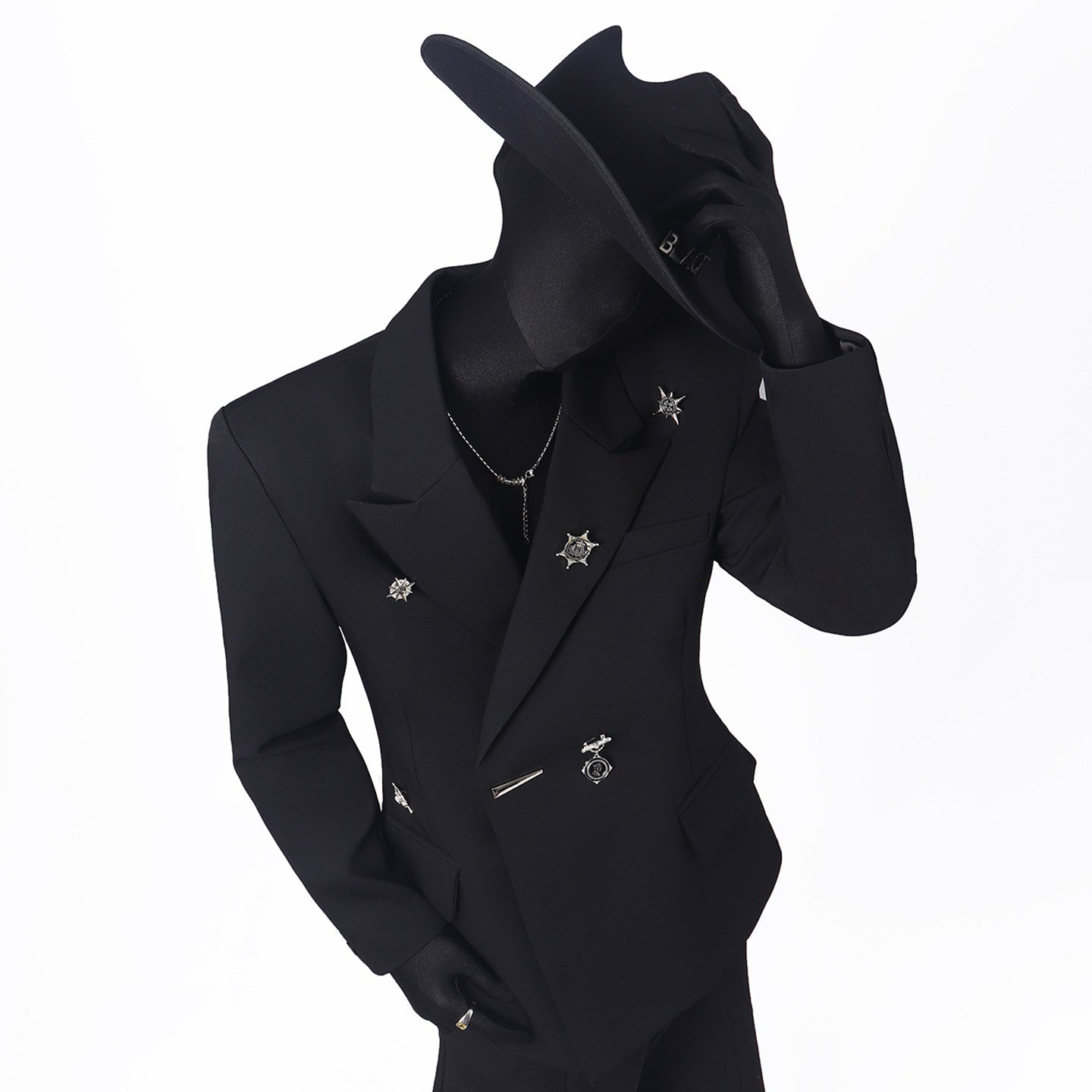 Metal Decoration Shoulder-pad Tailored Jacket WN23770