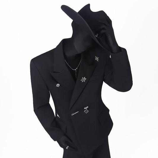 Metal Decoration Shoulder-pad Tailored Jacket WN23770