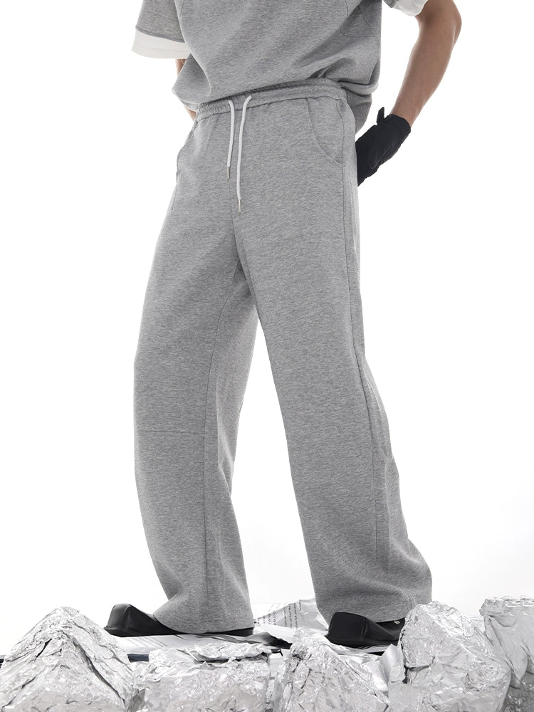 Half Zipper Stand Neck Shoulder-Pad Short Sleeve T-Shirt & Sweatpants Setup WN18620
