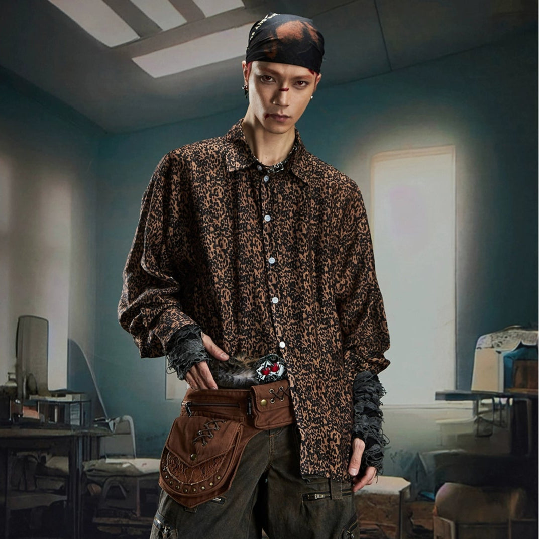 Leopard Print Oversize Long Sleeve Shirt WN20565