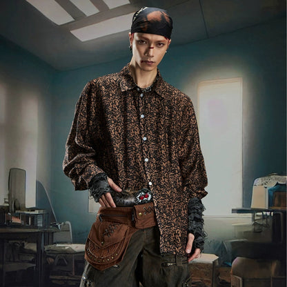 Leopard Print Oversize Long Sleeve Shirt WN20565