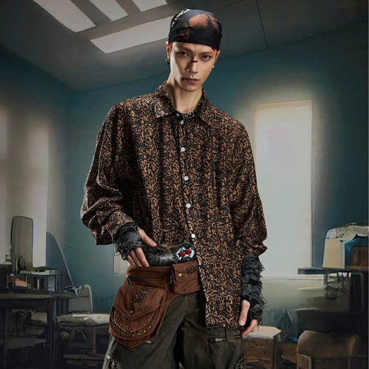 Leopard Print Oversize Long Sleeve Shirt WN20565