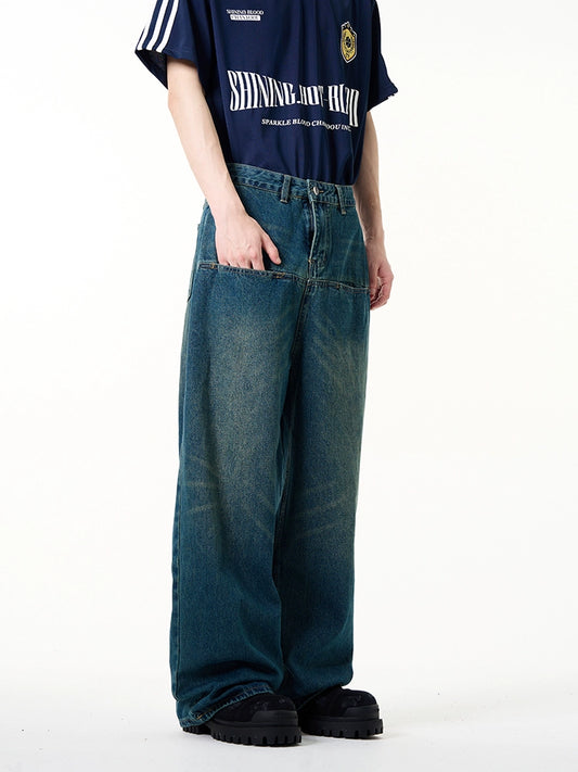 Wide-Leg Straight Denim Jeans WN7629