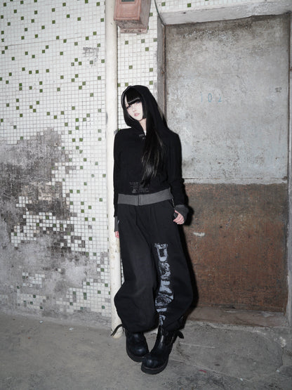 Embroidery Stripe Colorblock Zipper Hoodie WN22190