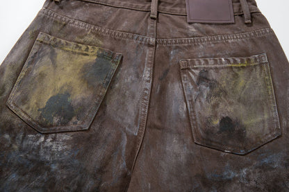 Paint Graffiti Washed Wide Leg Denim Jeans WN23046