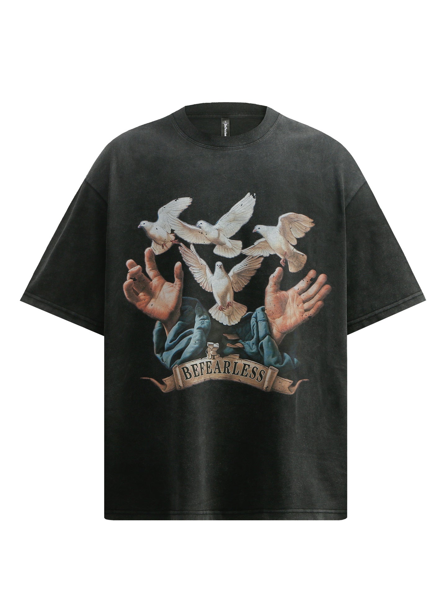 Washed Dove Print Heavyweight Oversize Short Sleeve T-Shirt WN26398
