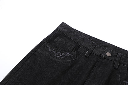 Pocket Embroidery Flare Denim Jeans WN25916