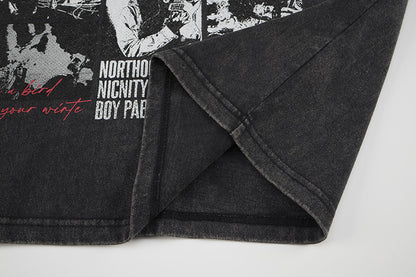 Washed Rock Band Print Short Sleeve T-Shirt WN25485