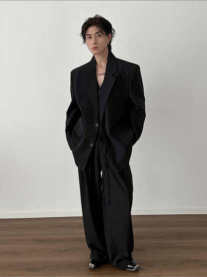 Oversize Tailored Jacket & Wide-leg Straight Trousers Setup WN8961