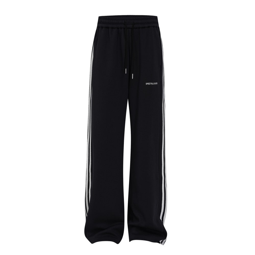 Stripe Zipper Hoodie & Wide Leg Drawstring Sweatpants Setup WN27993