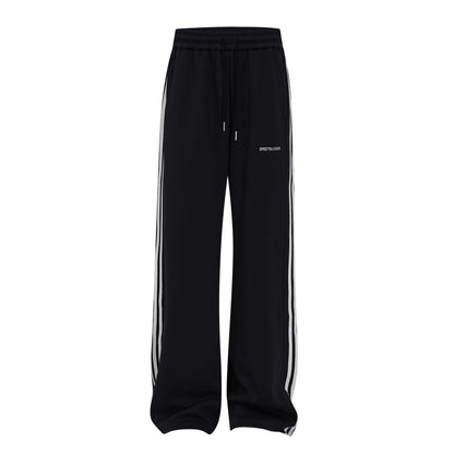 Stripe Zipper Hoodie & Wide Leg Drawstring Sweatpants Setup WN27993