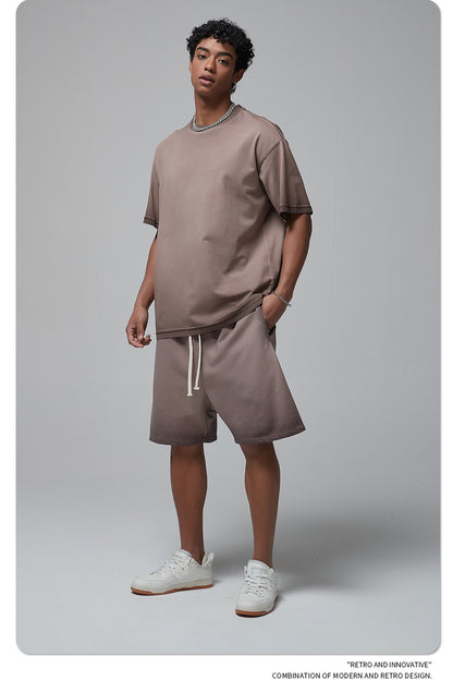 Vintage Dyed Oversize Short-sleeve T-shirt & Vintage Dyed Short Sweatpants Setup WN6642