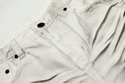 Washed Whisker Straight Denim Jeans WN25909