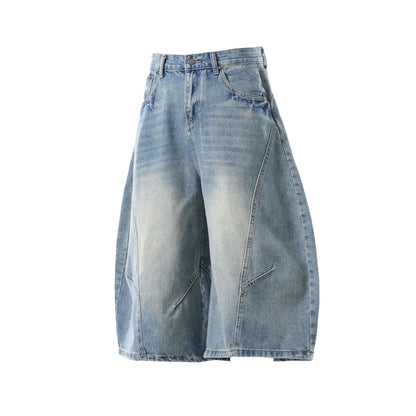 Washed Curved Denim Half Jeans WN25980
