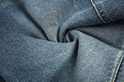 Color Block Washed Wide Leg Denim Half Jeans WN25961