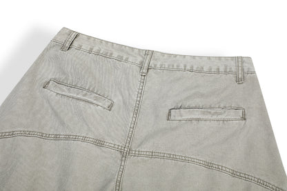 Multi-Pocket Deconstruction Curved Wide Leg Denim Jeans WN25858