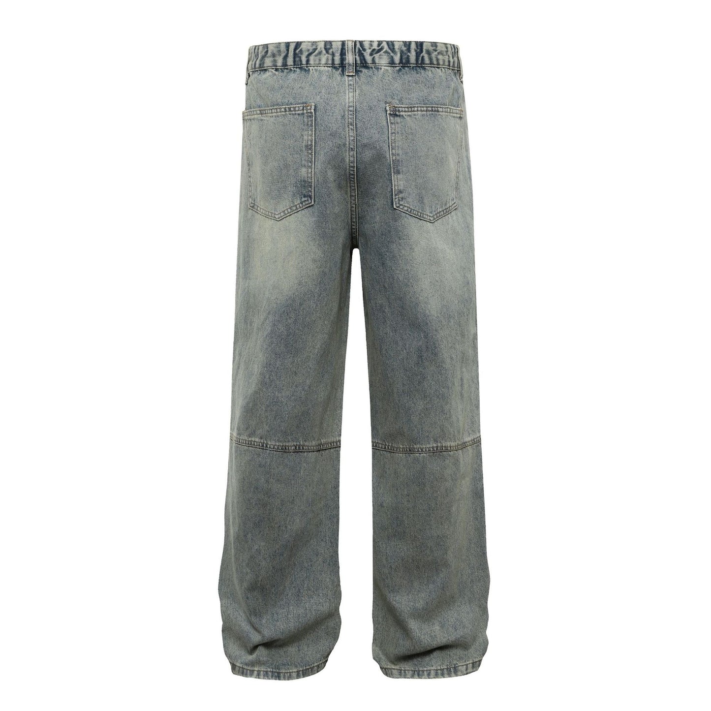Washed Pleats Patchwork Wide Leg Denim Jeans WN26071
