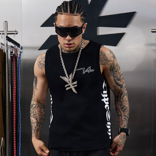 Graphic Letter Print Ribbed Tank Top WN20987