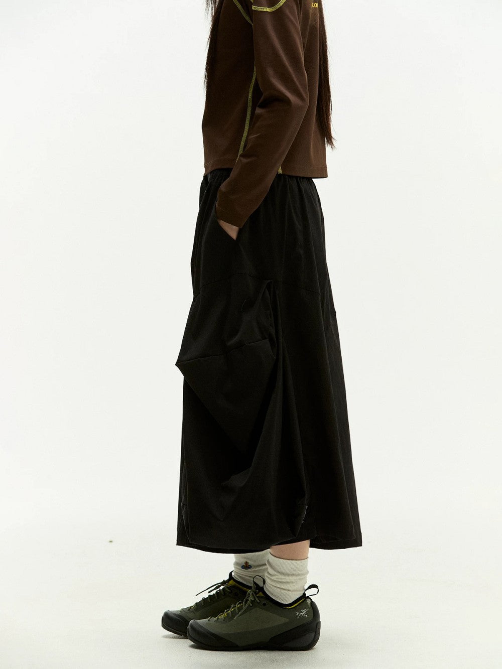 Utility 3D Pocket Wide Leg Cargo Half Pants WN27888