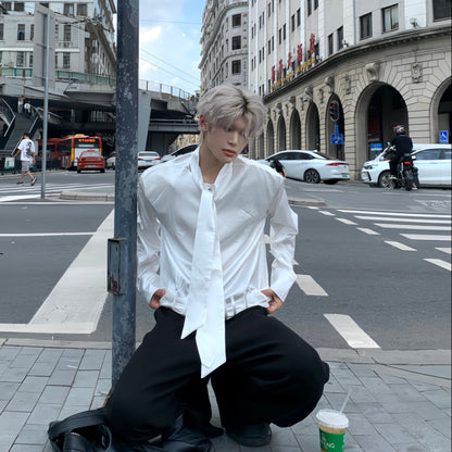 Liquid Texture Design Necktie & Long Sleeve Shirt WN19778