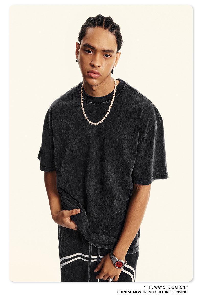 Damage Wash Round Neck Short Sleeve T-Shirt WN6060