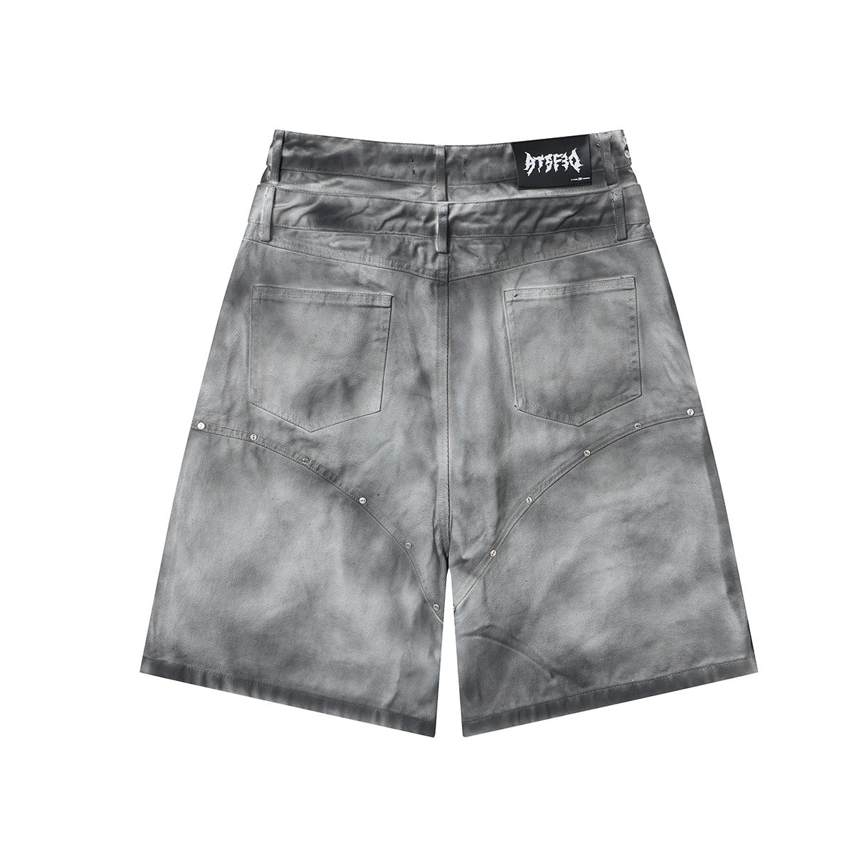 Washed Graffiti Dirty-Dye Denim Half Pants WN25741