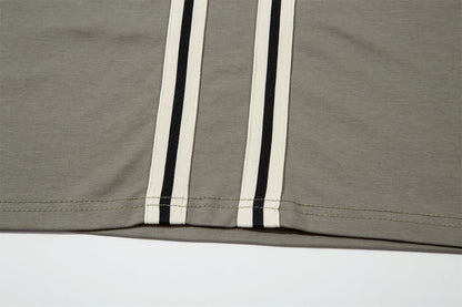 Half Zipper High-Neck Stripe Letter Print Long Sleeve T-Shirt WN26871